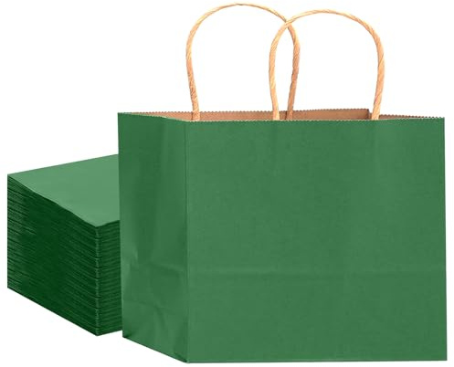 Gcardist 16 bolsas de papel para regalo con asas, 32 x 25 x 11 cm, color verde
