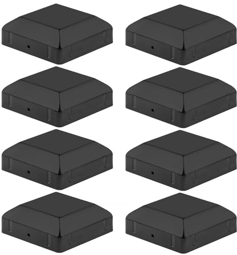 TSSS 8 PCS 75mm x75mm Wood Fence Post Caps,Black Steel Deck Fence Post Toppers Cap,Thickness 1.2mm