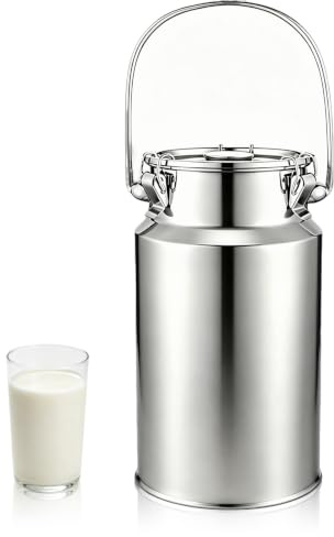 Adima 201 Milchtransportkanister Aus Edelstahl Tragekrug mit versiegeltem Deckel für Milch, Wein Milchkännchen Milchtransportbehälter Weinkübel Eimer Flasche,10L