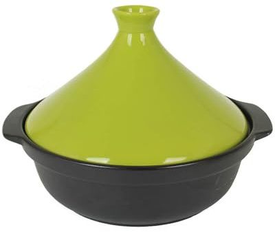 XIUCAI Tajine Marocchino per 3-5 Persone, Tegame in Ceramica con Due Manici & Coperchio Conico, Cottura Lenta Familiare,Verde
