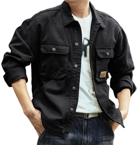UHouse Surchemise Homme Veste Coton Casaul Blouson Automne Cargo Chemises Vintage Blousons Leger Bombers Respirant Blazer Décontracté Hiver Chemisette