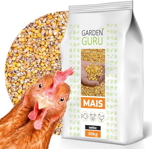 Hühnerfutter Mais gelb Futtermais Futter für Hühner ganzjährig Maiskörner für Tauben Geflügel Wild Nager Hasen 30 kg Ganzkorn GardenGuru