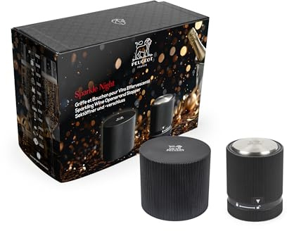 PEUGEOT - Coffret Griffe + Bouchon à Champagne Line - Ouverture & Conservation Optimale des Vins Effervescents - Fabrication Française - Édition Limitée - Design Noir Mat & Inox