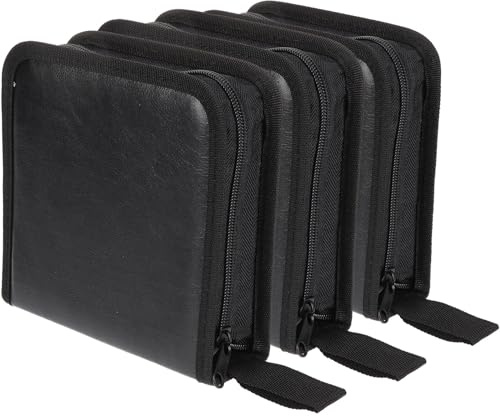 jojofuny Custodia per Dvd Cerniera da Viaggio 3 Pezzi Porta CD Portatile in PU Ecopelle Organizer da 40 Dischi Borsa per CD e Dvd Auto Compatta e Resistente