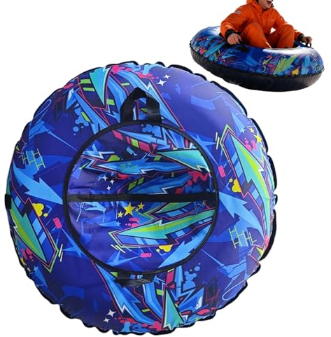 Uppblåsbar släde, snötub, 55 cm, uppblåsbar PVC, snöslang, uppblåsbar skidslang för barn, uppblåsbar, skidor med handtag, vintersportspel utomhus, skidåkning, kälkåkning