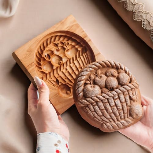 Fruit Basket Cookie Molds, 3D Basket Shape Carved Cookie Cutter for Baking, Biscuit Embossing Press Stamps for Holiday Party Kitchen DIY Family Gatherings