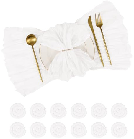 Mullservietten 12 Stück, 50 x 50 cm Gaze Käsetuch Servietten Weiß, weiche Musselin Stoffservietten waschbar, Boho Tischdeko für Hochzeit, Geburtstag, Party, Restaurant