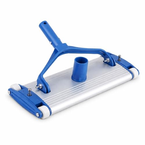 ONEPOOL Limpiafondos Piscina de Aluminio 45 cm | 4 Ruedas | Fijación Clip | Aspirador Manual para Piscinas | Cabezal Limpiafondos Compatible con Pértiga Universal y Conexión Skimmer