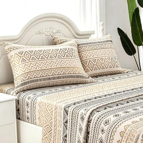 Juego de Sabanas 4 Piezas - Bajera para Cama 180x190cm, Encimera de 250x260cm y Dos Fundas de Almohada de 50x75 cm, 100% Poliéster(Amarillo, Cama 180)