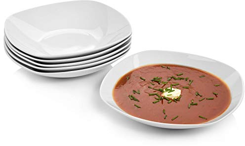 Sänger | Suppenteller Bilgola tief, 6-teiliges Set aus Porzellan, Suppenschalen, Teller Set, Weiß 350 ml | PREMIUM COLLECTION