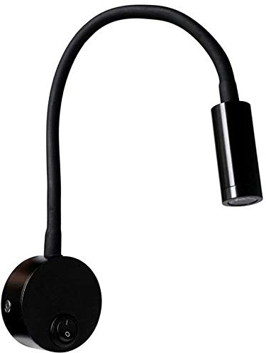 CASEWIND LED Lampada da Lettura Montaggio a Parete, Lampada da Parete con Interruttore, Lampada da Letto a Collo di Cigno 3 Watt Nero Opaco per Camera da Letto Camera dei Bambini