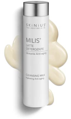 Skinius MILIS Latte Detergente Viso Idratante Anti-Aging - Detergente per Pelli Sensibili - Favorisce un Incarnato Luminoso e Compatto 200ml