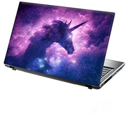 TaylorHe 13-14 inch Laptop Skin Vinyl Decal with Colorful Patterns and Leather Effect Laminate MADE IN England Unicorn on Colourful Clouds