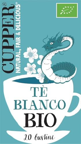 Cupper - 20 Bolsitas de Té Blanco Ecológico - Sin Azúcar Añadido - Apto para Veganos - Propiedades Antioxidantes - Sabor Suave con Toques Cítricos - Sin Leche, Huevo ni Lactosa