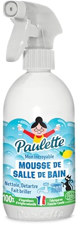 Paulette - Mousse de Salle de Bain Citron - Spray Nettoyant Détartrant Naturel et Ecocert - Fabriqué en France - 500 ml