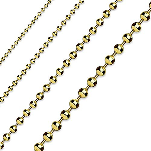 Paula & Fritz® Hals-Kette Damen Edelstahl Silber Gold Schwarz Rose viele Längen und Breiten Herren-Kette Hals-Schmuck Kugelkette Frauen Männer-Ketten