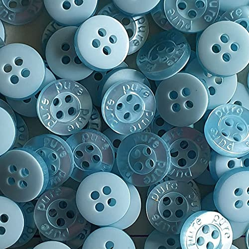 Packung 10 hübsche 4-Loch Kunststoffknöpfe in verschiedenen Farben und Größen/Blusenknöpfe/Hemdenknöpfe (hellblau, Ø ca. 9mm)