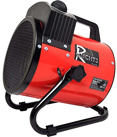 Electric Heater Ceramic 2000W RocwooD 2KW 230v Heating Fan 2 Heat Settings Portable Overheat Protection Home Office Workshop Warehouse Greenhouse Building Site