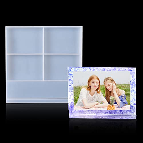 Voyyphixa Molde Rectangular de Resina, Marco de Fotos de Silicona, Molde de Fotos para Resina epoxi, Herramienta de fundición Hecha a Mano, Soporte de Fotos Cuadrado Grande único