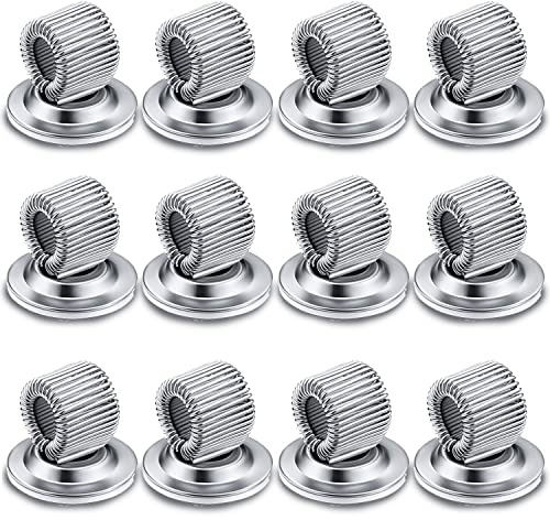 12 Stücke 360° Drehbar Auto Stifthalter, Selbstklebender Stiftehalter Clips, Mangan Stahl Stifthalter, mit Einstellbarer Federschlaufe, für Whiteboard Board Löschen, Bulletin Board Karte (Silber)