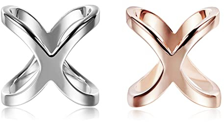 LumiSyne 2 st mode halsdukring elegant x form guld silver halsduk spänne silke scarf spänne vira hållare kläder dekoration tillbehör för halsduk sjal blus, Silver + roséguld, 2.4cm×2.1cm