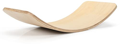 GYMAX Tavola di Equilibrio, Balance Board in Betulla, Angoli Lisci e Arrotondati, per Adulti e Bambini (30cm)