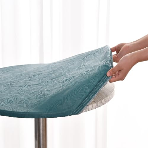 Morbuy Rund Tischdecke Wachstuch Elastisch, Gartentischdecke Wasserdicht Schmutzabweisend Abwischbar Nordisch Blatt Tischtuch für Dekoration Küchentisch Kaffee Restaurant Garten (90cm,Grün)