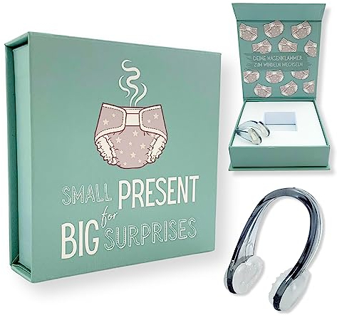 LILEJO Nasenklammer zum Windeln wechseln - werdender Papa Geschenk für Babyparty, Gender Reveal und Babypinkeln - lustiges Babygeschenk für werdende Väter und Mütter zur Geburt