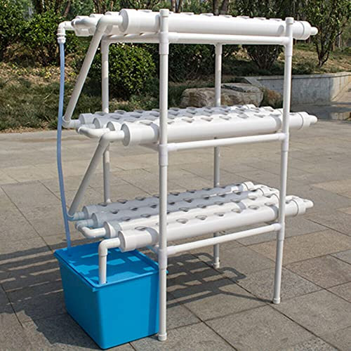 TaNeHaKi 3 lager hydroponiskt system odlingssats jordlösa växtodlingssystem kit balkong trädgård med vattenpump slang 108 växtplatser