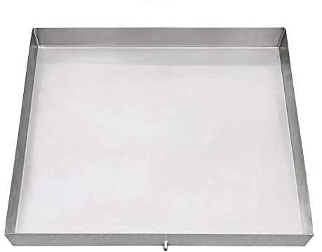 Pinnacle Woodcraft 27 x 25 Stainless Steel Washing Machine Drip Pan: No-Rust Avoid Water Damage & Mold – Welded Corners Includes Drain Hole & Hose Adapter