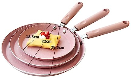 Ciieeo Aluminum Non Stick Frying Pan 22cm Flat Bottom Pink