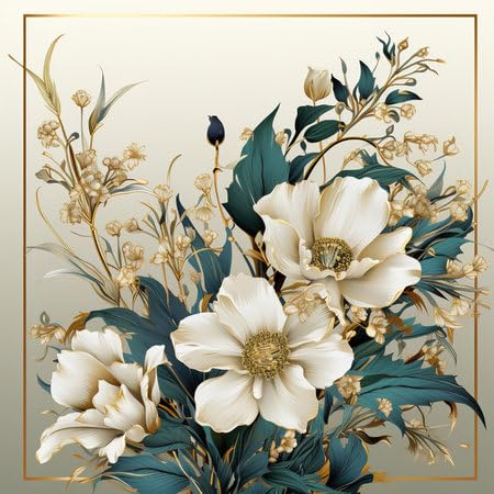 adrium Acryl-Bild 90 x 90 cm: Blumen auf weißem Hintergrund zur Dekoration der Hochzeitseinladungskarte angeordnet. (211272348)