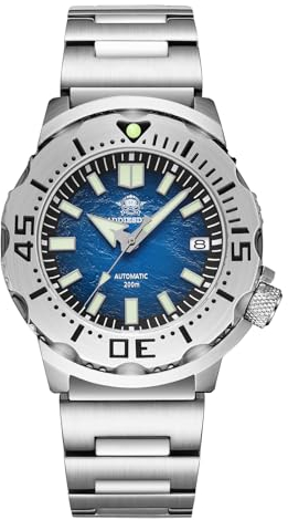 ADDIESDIVE Herren Automatikuhr 200 m Tauchen Analoguhr BGW9 Leuchtendes AD2047 Edelstahlarmband