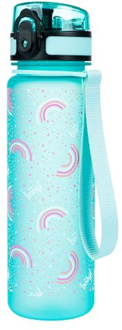 Baagl Kinder Trinkflasche Auslaufsicher Wasserflasche 500ml, Schule und Sport Flasche für Jungen Mädchen Tritan (Regenbogen)