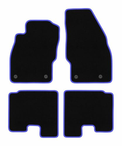 Velours-Fußmatten passend für Opel Adam 2012-, Schwarz-Blau, CARLUX | passend für Schrägheck; Velours-Teppich (Polypropylen), ca. 6,5 mm; rutschfest, vormontierte Befestigungen (Typ OP)