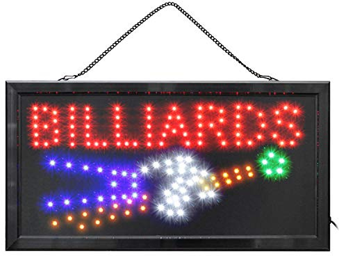 LED-Fashion LED Schild Leuchtreklame BILLIARDS Billard Werbeschild für Bars Kneipen Cafe Leucht-Reklame Billardzimmer Deko Leucht-Werbeschild