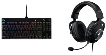 Logitech G PRO TKL Tastiera Gaming Meccanica, GX Blue Clicky Switch, LIGHTSYNC RGB & PRO X Cuffia Gaming Cablata con cavo e Microfono Blue VO!CE, DTS Headphone:X 7.1