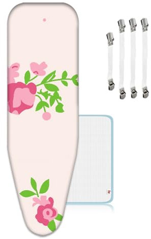 ZJBKX Bügelbrettbezug bis 125x45 Baumwolle - Bügelauflage Set inkl Bezugsspanner, Bügeldecke - für Dampfbügeleisen