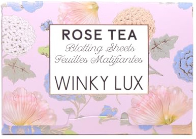 Winky Lux Rose Tea Oil Blotting Sheets – Shine Control Blotting Papers in Travel Compact, Instantly Absorb Oil & Reduce Shine Without Disturbing Makeup