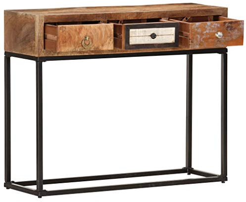 ULUYYUC Sideboards Barschrank Standvitrine Küchenschränke - Konsolentisch Golden 90x30x75 cm Altholz Massiv für Küche Wohnstube Schlafzimmer Speisesaal