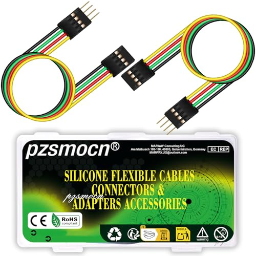 pzsmocn Silicone Câble 10 Ensembles/60 Pièces pour Dupont 2.54mm 4 Broche | Flexibles Connecteur Soudure, Platine Noir Fil Terminal, Cavalier Mâle-Femelle, Fils En-tête Prise, Ensembles Adaptateur