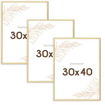 Wackadoo Bilderrahmen 30x40 Gold 3er Set Fotowand Fotorahmen aus leichtem Kunststoff mit Glas Picture frame Poster