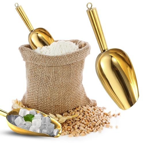 Pelle à glace en métal en acier inoxydable pour machine à glaçons, pelle à nourriture pour bar, fête, mariage, nourriture pour animaux domestiques, pelle pour glace, passe au lave-vaisselle (or,