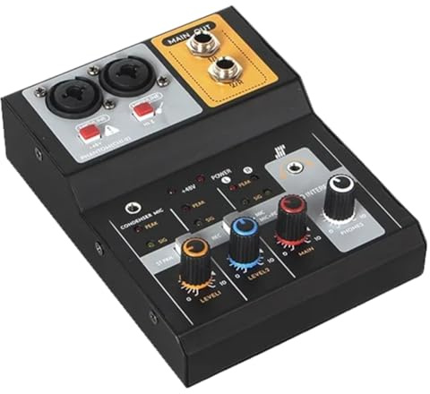 Asyduey Mélangeur D'Enregistrement 2 Voies USB Ordinateur Carte Son Externe Karaoké en Direct DJ Mélangeur Scène Audio Mixage