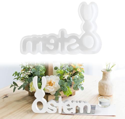 LUMOOM Silikonformen Gießformen Ostern, Giessformen Silikon, Silikonform Hase, Gips Zum Gießen, Silikonform Frühling für DIY Handwerk, Kerzen, Seife Oster Dekoration (Ostern)