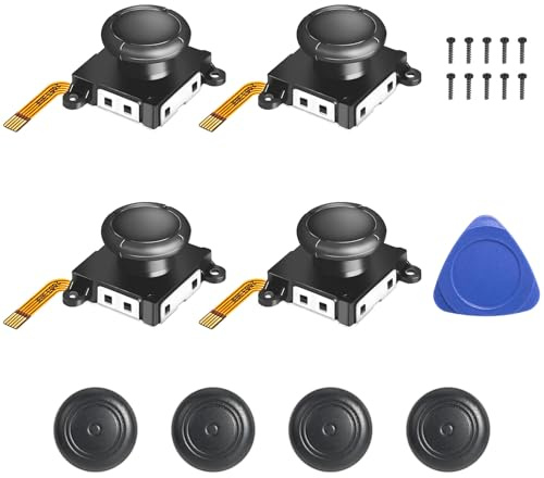Lot de 4 joysticks de rechange pour Nintendo Switch/OLED/Lite avec poignées de pouce, spudger et vis – Joy-Con Controller Repair Replacement Gauche/Droite BGYTWEYTD