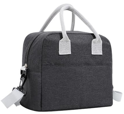 Borsa Per Il Pranzo 2 pezzi portatile pranzo al sacco borsa frigo borsa da picnic borsa termica scatola di tela termica contenitore for alimenti uomini donne bambini pranzo al sacco da viaggio(Black)