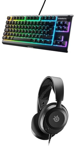 SteelSeries Apex 3 TKL - RGB Gaming Keyboard - 8-Zone RGB Illumination - English QWERTY Layout Arctis Nova 1 - Gaming Headset for PC, PS5, PS4, Switch 2, Xbox