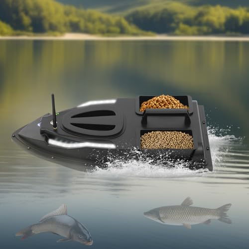 ROMYIX Fishing Bait Boat,500M Remote Control Bait Boat,3.3LBS Dual Hopper,5200mAh Battery, 2H Runtime, 3.36mph Speed, ABS Anti-Tangle Propeller for Carp Fishing