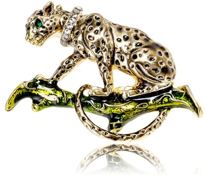 Vintage Leopard Brosche Legierung Tropf Öl Klettern Gepard Antik Corsage Brosche, Gold